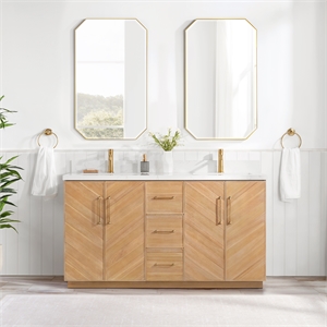 Karachi 60&quot Double Bath Vanity in Acacia Classic Gray with Composite Stone Top