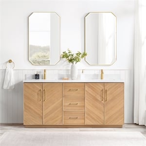 Karachi 72&quot Double Bath Vanity in Acacia Classic Gray with Composite Stone Top
