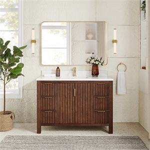 Shenzhen 48&quot Single Bath Vanity in Aged Dark Brown Oak with Composite Stone Top