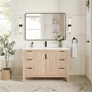 Shenzhen 48&quot Single Bath Vanity in Aged Natural Oak with Composite Stone Top