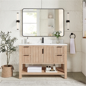 Vitre 48&quot Single Sink Bath Vanity in Aged Natural Oak with Composite Stone Top