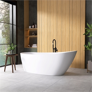 Vinnova Lahore 66.9&quot x 29.1&quot Acrylic Soaking Bathtub in White