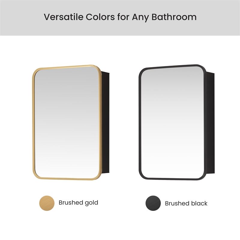 Talayuela 16 in.W x 24 in.H Aluminum Framed Medicine Cabinet in Brushed Gold