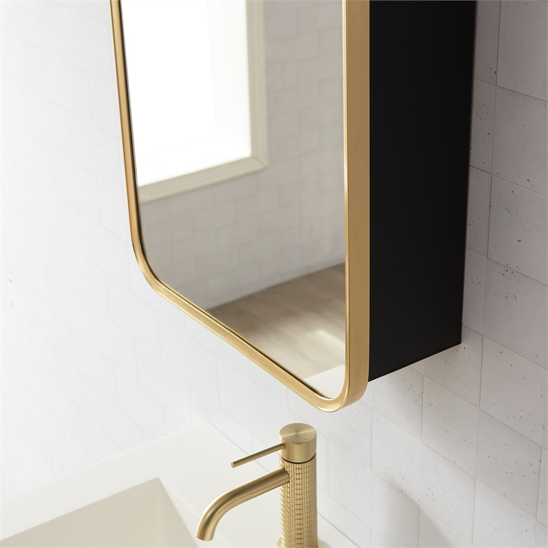 Talayuela 16 in.W x 24 in.H Aluminum Framed Medicine Cabinet in Brushed Gold