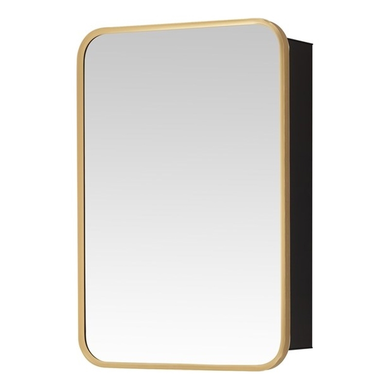 Talayuela 16 in.W x 24 in.H Aluminum Framed Medicine Cabinet in Brushed Gold