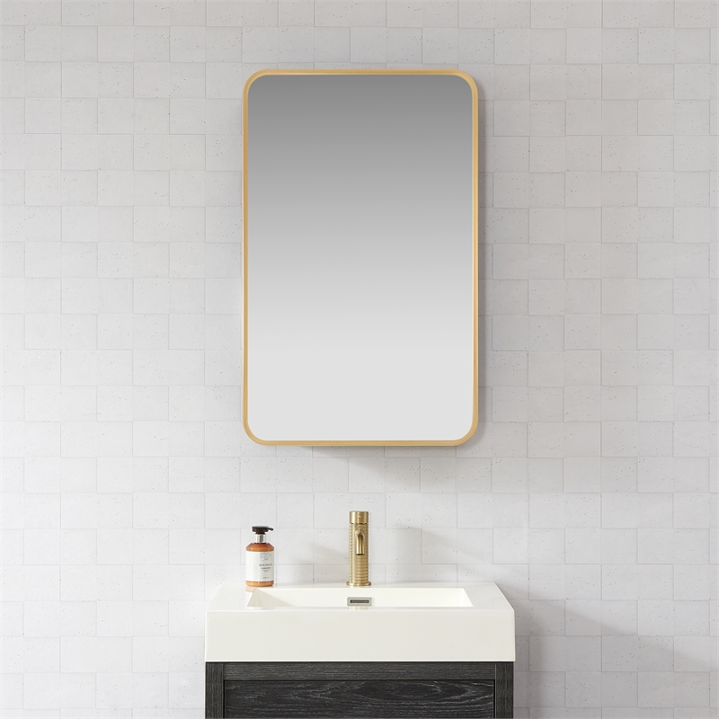 Talayuela 20 in.W x 32 in.H Aluminum Framed Medicine Cabinet in Brushed Gold