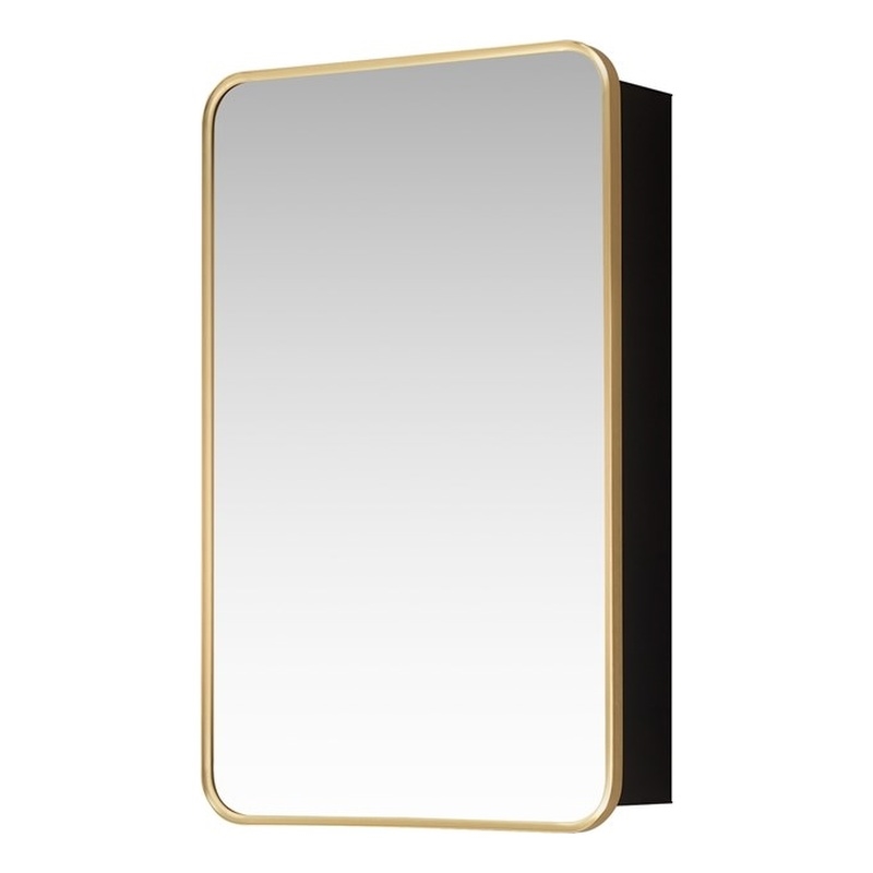 Talayuela 20 in.W x 32 in.H Aluminum Framed Medicine Cabinet in Brushed Gold