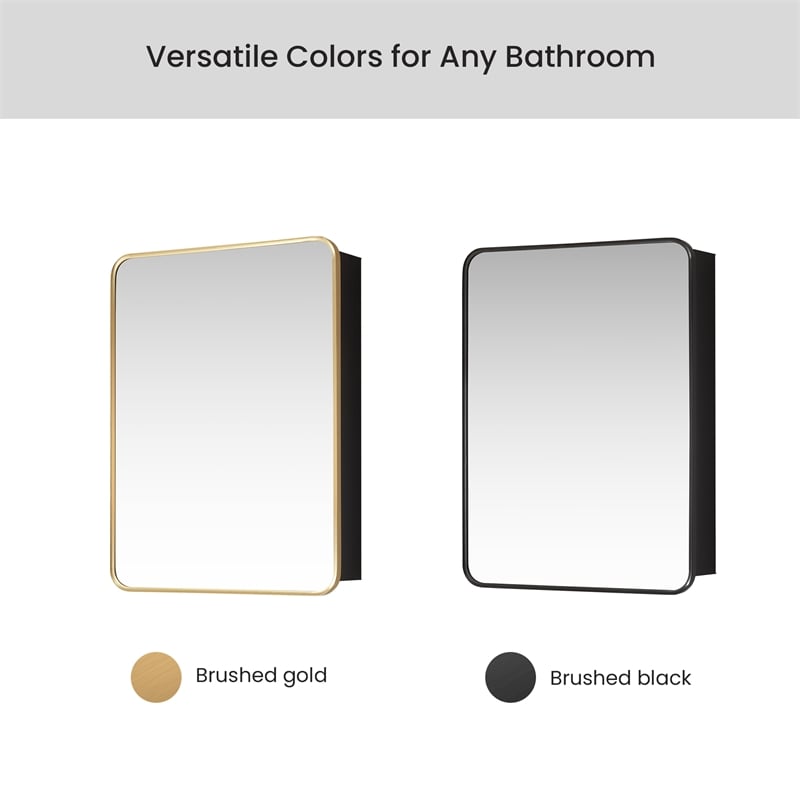 Talayuela 24 in.W x 32 in.H Aluminum Framed Medicine Cabinet in Brushed Gold