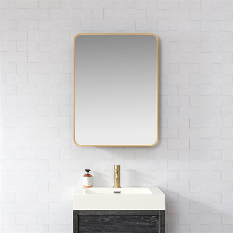 Talayuela 24 in.W x 32 in.H Aluminum Framed Medicine Cabinet in Brushed Gold