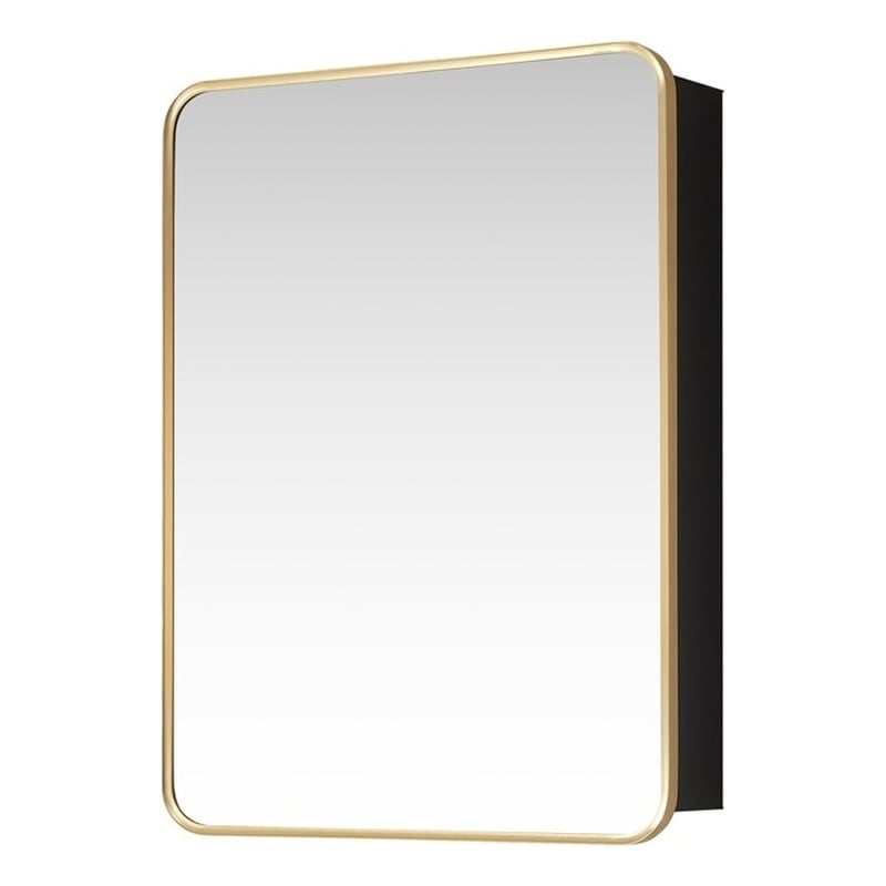Talayuela 24 in.W x 32 in.H Aluminum Framed Medicine Cabinet in Brushed Gold