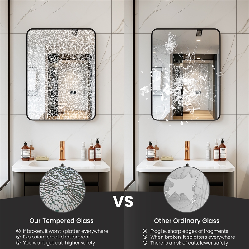 Talayuela 24 in.W x 32 in.H Aluminum Framed Medicine Cabinet in Brushed Black