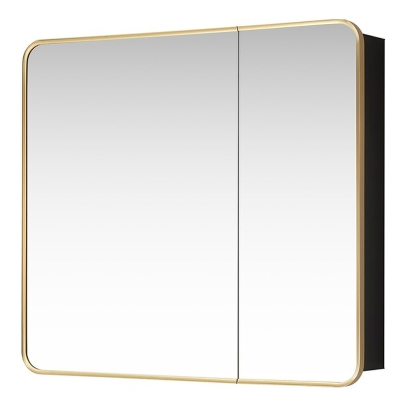 Talayuela 36 in.W x 32 in.H Aluminum Framed Medicine Cabinet in Brushed Gold