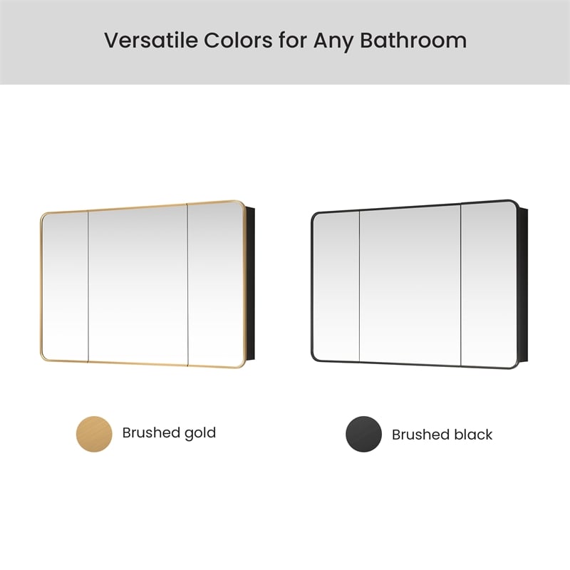 Talayuela 48 in.W x 32 in.H Aluminum Framed Medicine Cabinet in Brushed Gold