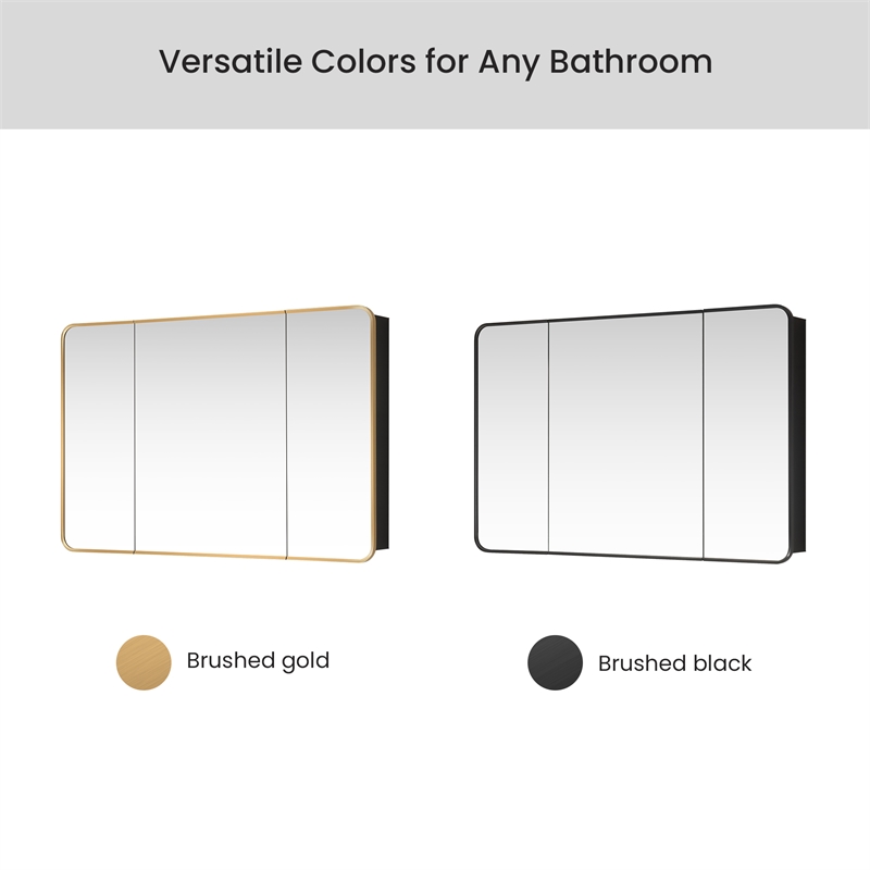 Talayuela 48 in.W x 32 in.H Aluminum Framed Medicine Cabinet in Brushed Black