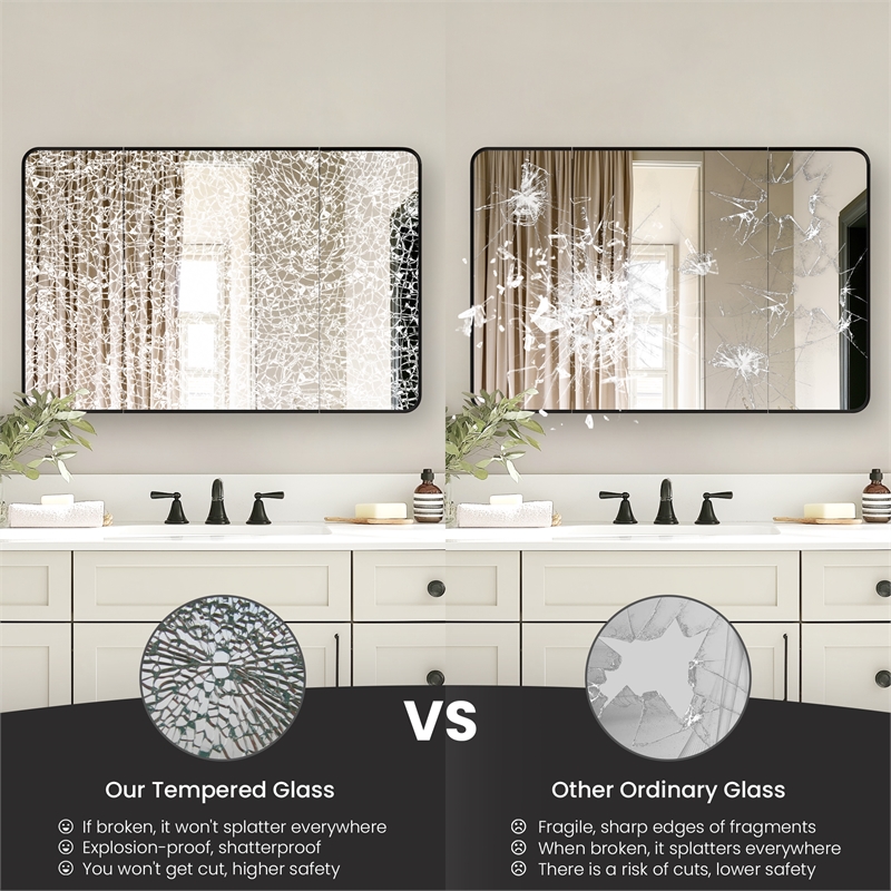 Talayuela 48 in.W x 32 in.H Aluminum Framed Medicine Cabinet in Brushed Black