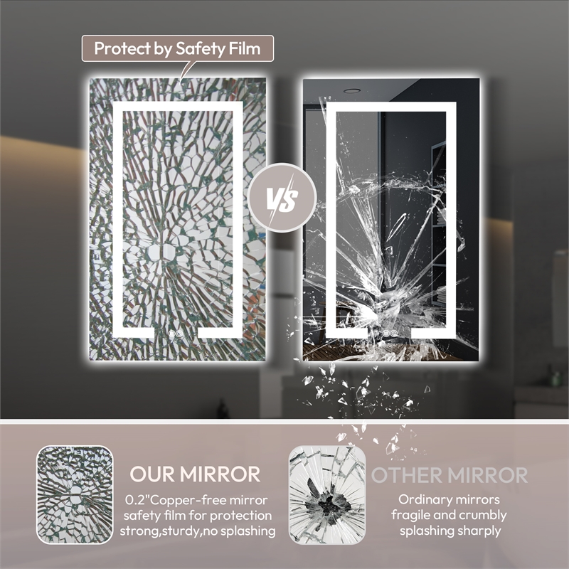 Santona 20 in.W x 32 in.H Medicine Cabinet with Aluminum Frameless LED Mirror