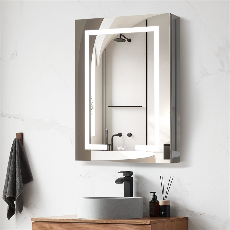 Santona 24 in.W x 32 in.H Medicine Cabinet with Aluminum Frameless LED Mirror