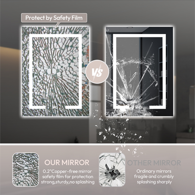 Santona 24 in.W x 32 in.H Medicine Cabinet with Aluminum Frameless LED Mirror