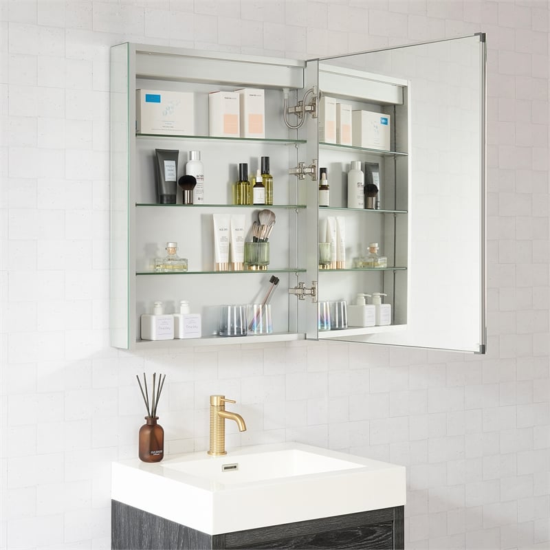Santona 24 in.W x 32 in.H Medicine Cabinet with Aluminum Frameless LED Mirror