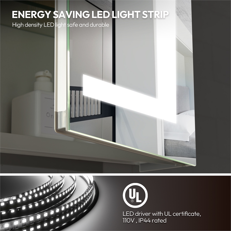 Santona 24 in.W x 32 in.H Medicine Cabinet with Aluminum Frameless LED Mirror