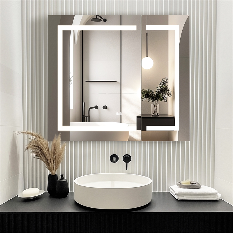 Santona 36 in.W x 32 in.H Medicine Cabinet with Aluminum Frameless LED Mirror