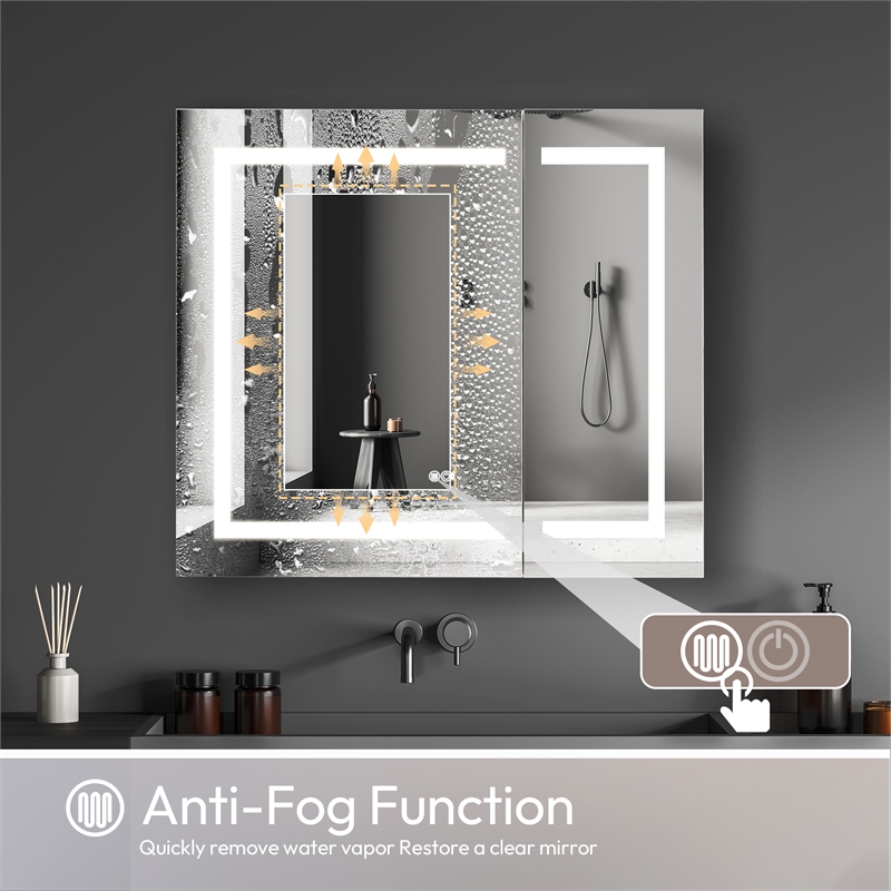 Santona 36 in.W x 32 in.H Medicine Cabinet with Aluminum Frameless LED Mirror