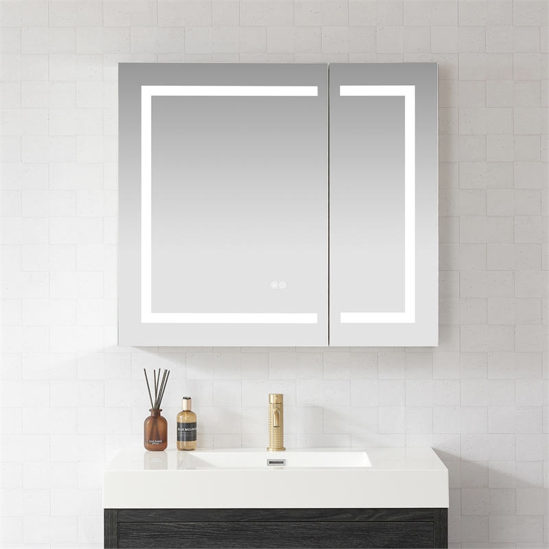 Santona 36 in.W x 32 in.H Medicine Cabinet with Aluminum Frameless LED Mirror