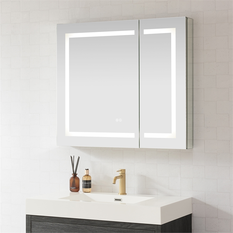 Santona 36 in.W x 32 in.H Medicine Cabinet with Aluminum Frameless LED Mirror
