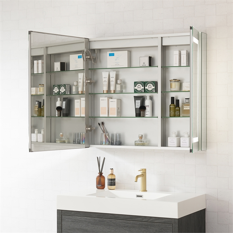 Santona 36 in.W x 32 in.H Medicine Cabinet with Aluminum Frameless LED Mirror