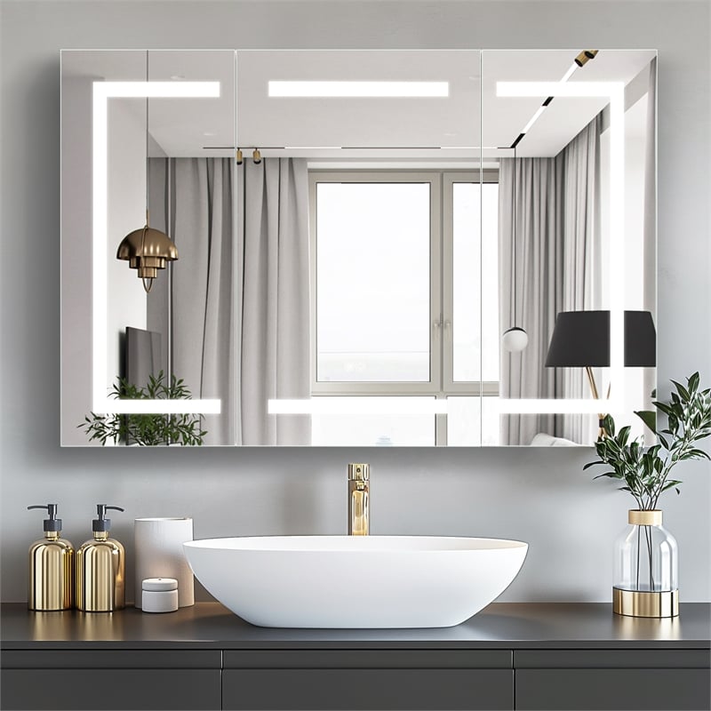 Santona 48 in.W x 32 in.H Medicine Cabinet with Aluminum Frameless LED Mirror