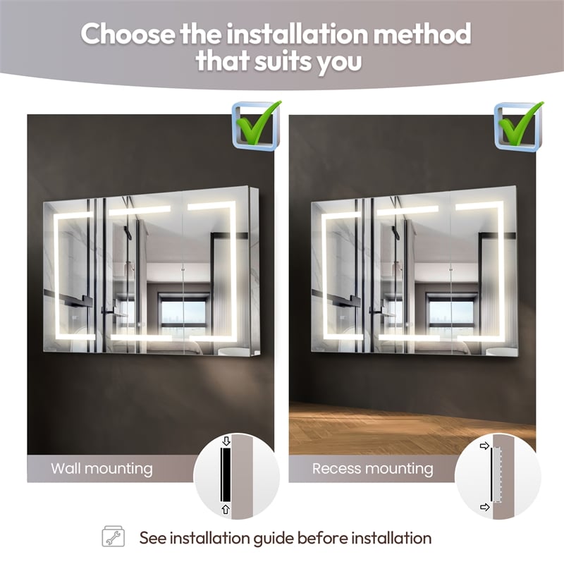 Santona 48 in.W x 32 in.H Medicine Cabinet with Aluminum Frameless LED Mirror