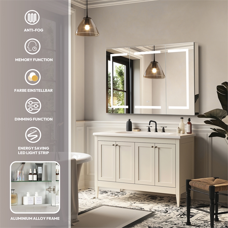 Santona 48 in.W x 32 in.H Medicine Cabinet with Aluminum Frameless LED Mirror