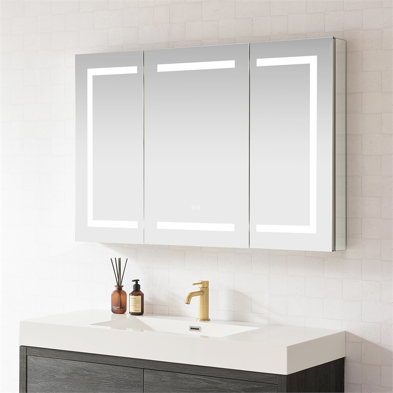 Santona 48 in.W x 32 in.H Medicine Cabinet with Aluminum Frameless LED Mirror