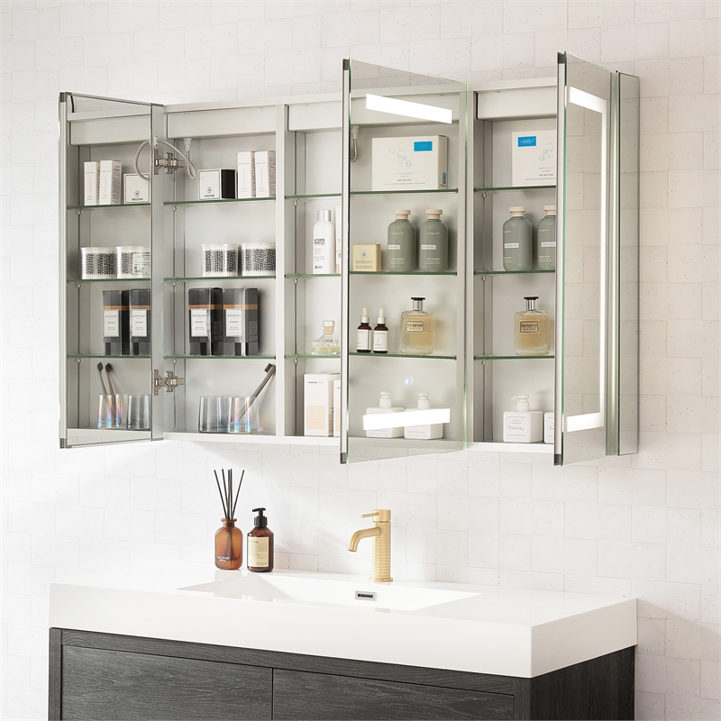 Santona 48 in.W x 32 in.H Medicine Cabinet with Aluminum Frameless LED Mirror