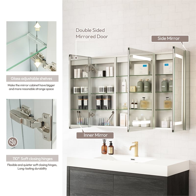 Santona 48 in.W x 32 in.H Medicine Cabinet with Aluminum Frameless LED Mirror