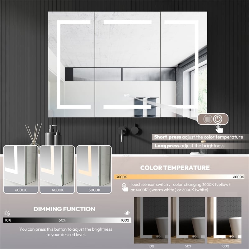 Santona 48 in.W x 32 in.H Medicine Cabinet with Aluminum Frameless LED Mirror