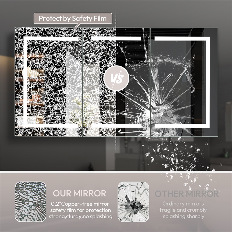 Santona 60 in.W x 32 in.H Medicine Cabinet with Aluminum Frameless LED Mirror