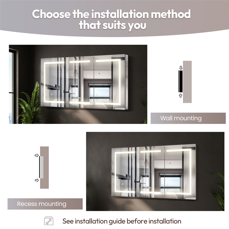 Santona 60 in.W x 32 in.H Medicine Cabinet with Aluminum Frameless LED Mirror