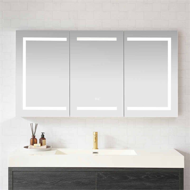 Santona 60 in.W x 32 in.H Medicine Cabinet with Aluminum Frameless LED Mirror