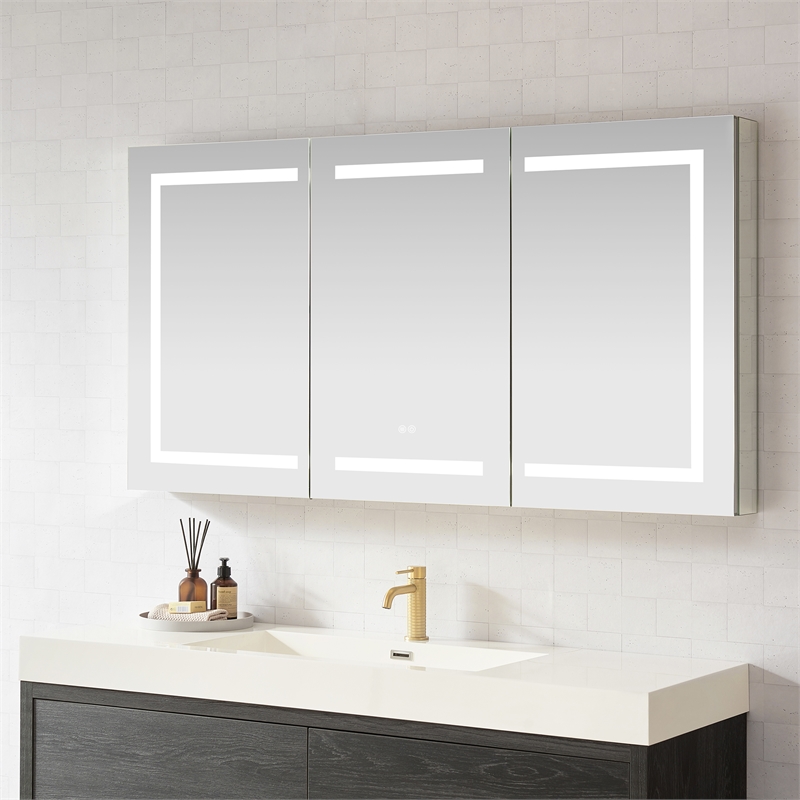 Santona 60 in.W x 32 in.H Medicine Cabinet with Aluminum Frameless LED Mirror