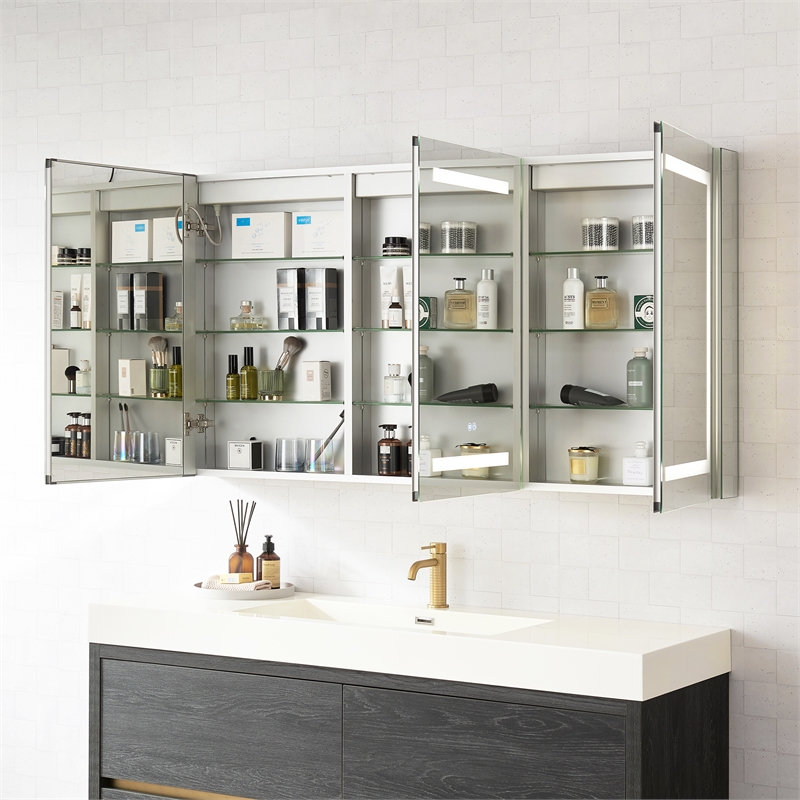 Santona 60 in.W x 32 in.H Medicine Cabinet with Aluminum Frameless LED Mirror