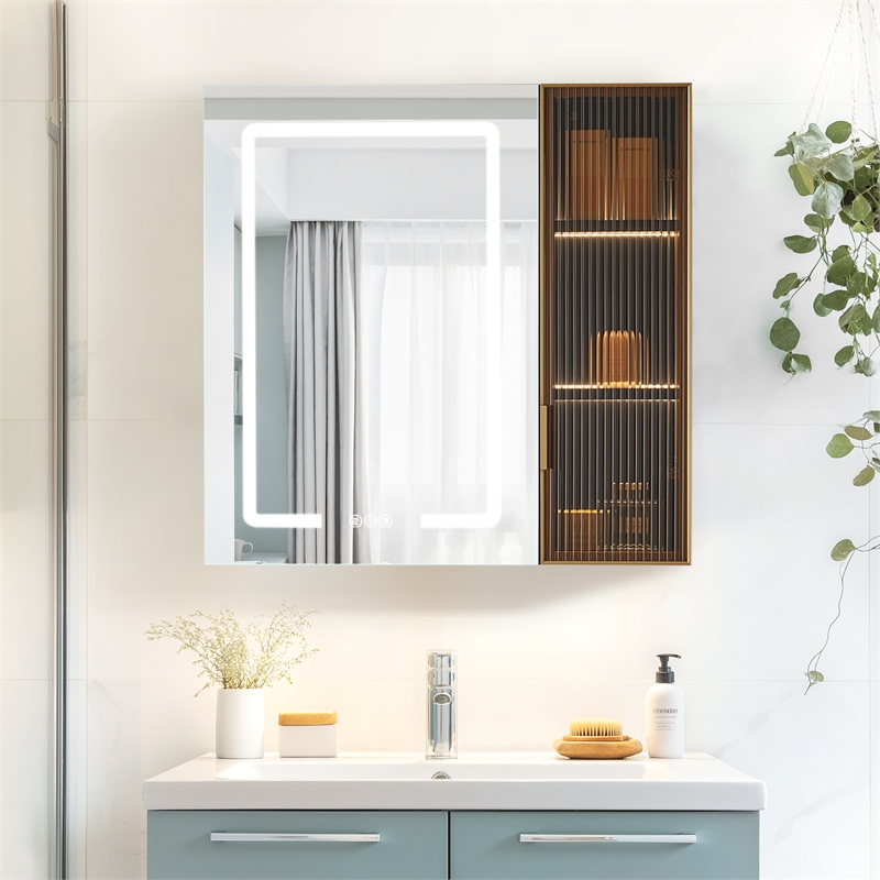 Cervia 30 in.W x 29.5 in.H Medicine Cabinet with Aluminum Frameless LED Mirror