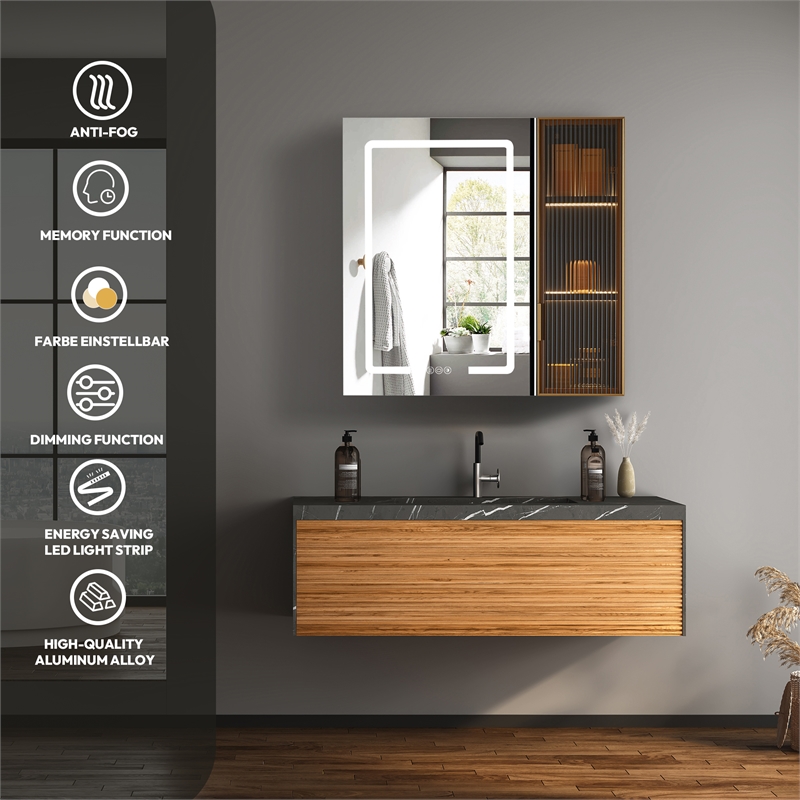 Cervia 30 in.W x 29.5 in.H Medicine Cabinet with Aluminum Frameless LED Mirror