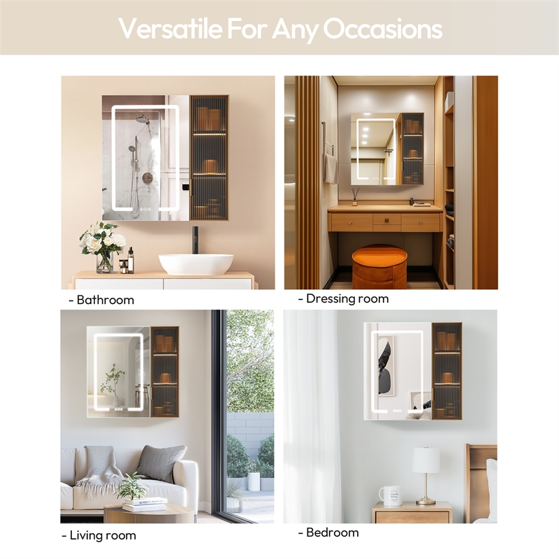 Cervia 30 in.W x 29.5 in.H Medicine Cabinet with Aluminum Frameless LED Mirror