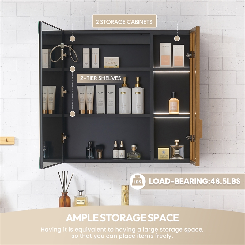 Cervia 30 in.W x 29.5 in.H Medicine Cabinet with Aluminum Frameless LED Mirror