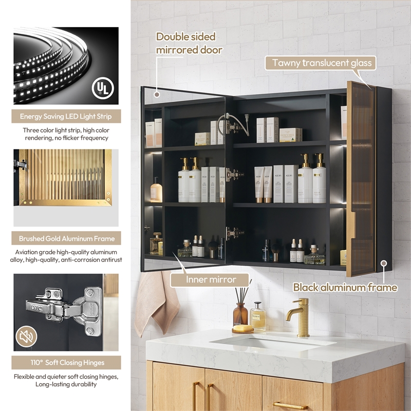 Cervia 30 in.W x 29.5 in.H Medicine Cabinet with Aluminum Frameless LED Mirror