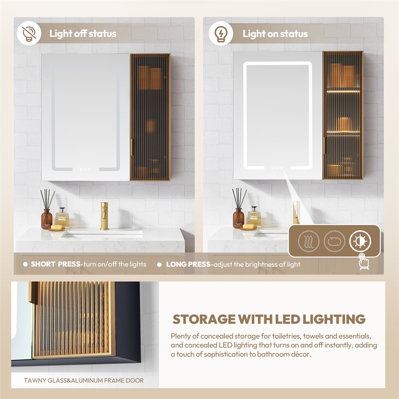 Cervia 30 in.W x 29.5 in.H Medicine Cabinet with Aluminum Frameless LED Mirror