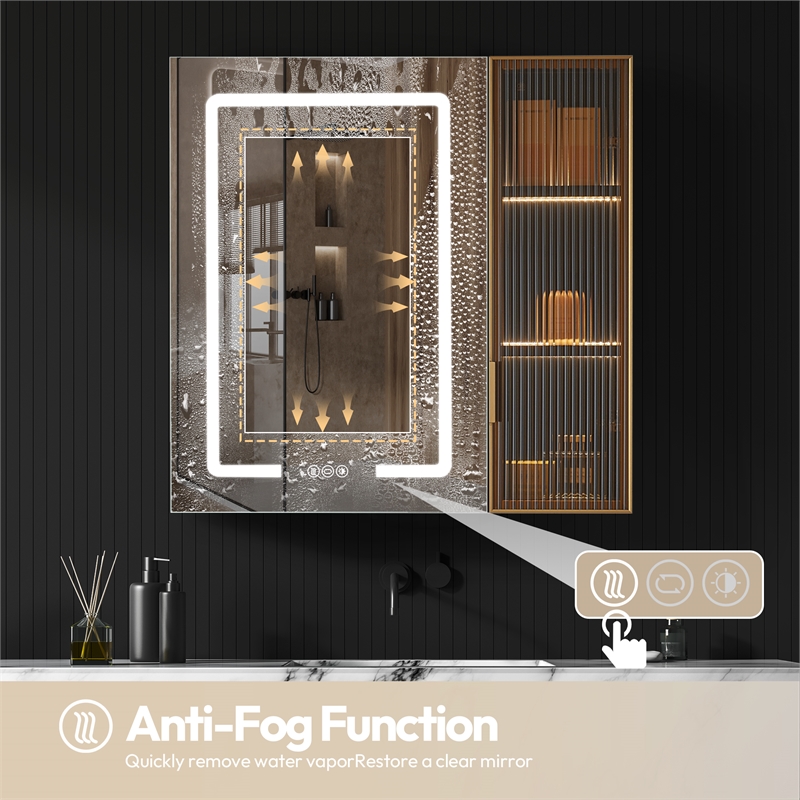 Cervia 30 in.W x 29.5 in.H Medicine Cabinet with Aluminum Frameless LED Mirror