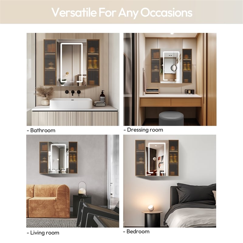 Cervia 35.4 in.W x 29.5 in.H Medicine Cabinet with Aluminum Frameless LED Mirror