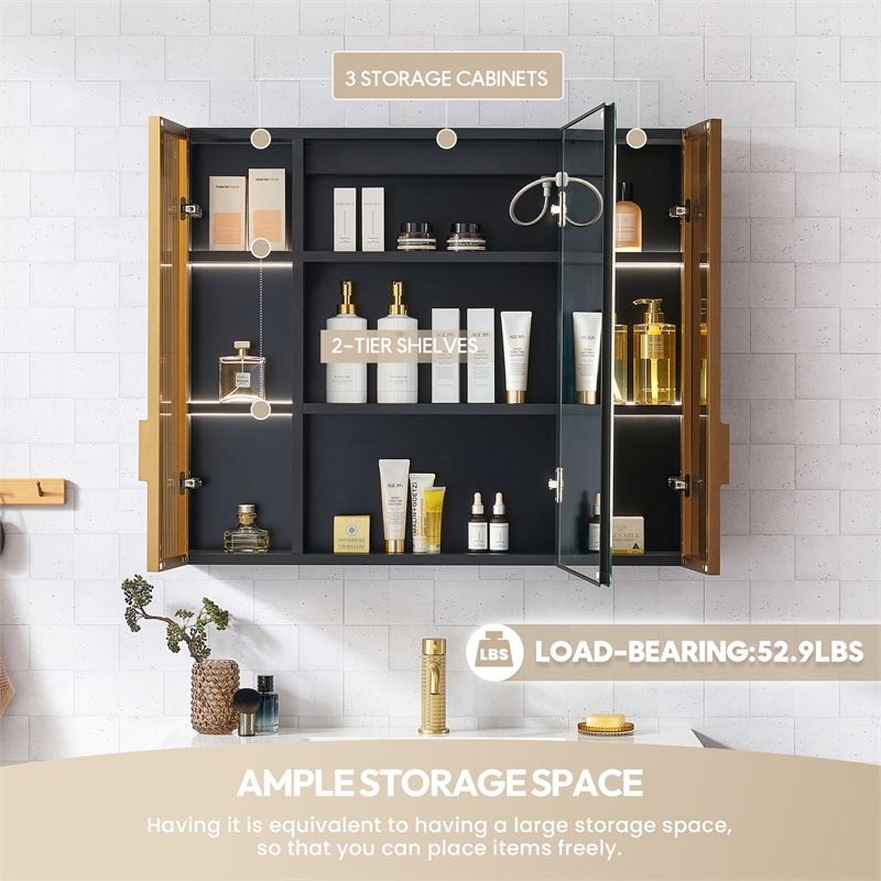 Cervia 35.4 in.W x 29.5 in.H Medicine Cabinet with Aluminum Frameless LED Mirror